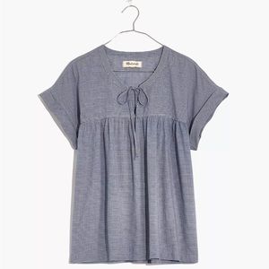 Madewell Tie-Front Popover Top in Mini Gingham - size medium